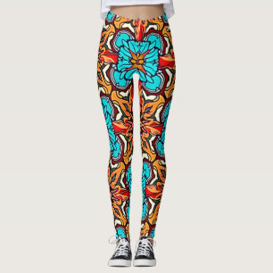 Livsglad blomster-mandala-mönsterkonst leggings