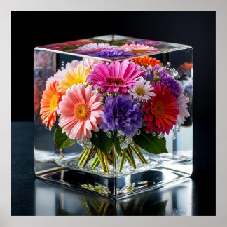 Livsglad blomsterarrangemang poster