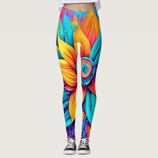 Livsglad blomsterkonst leggings (Framsida)