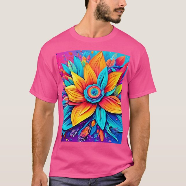 Livsglad blomsterkonst t shirt (Framsida)