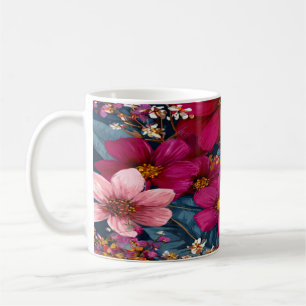 Livsglad blomsterrik burstmönster kaffemugg