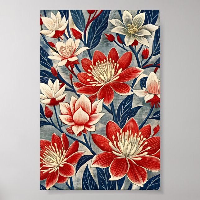 Livsglad blomstertapet poster (Framsidan)