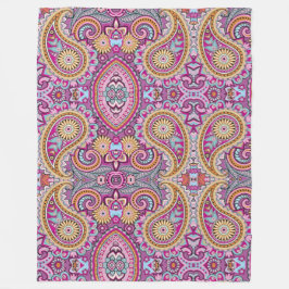 Livsglad Boho Paisley Blommönster | Färgrik Konst Fleecefilt