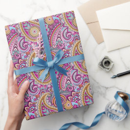Livsglad Boho Paisley Blommönster | Färgrik Konst Presentpapper