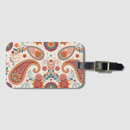 Livsglad Boho Paisley vit blommönster Bagagebricka