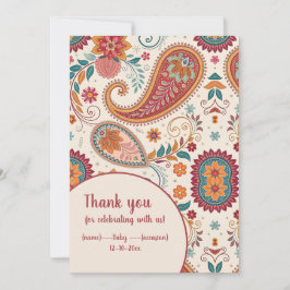 Livsglad Boho Paisley vit blommönster Inbjudningar