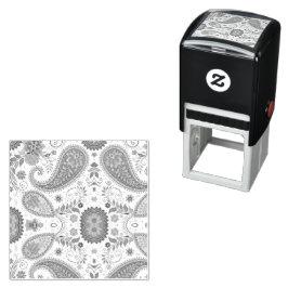 Livsglad Boho Paisley vit blommönster Självfärgande Stämpel