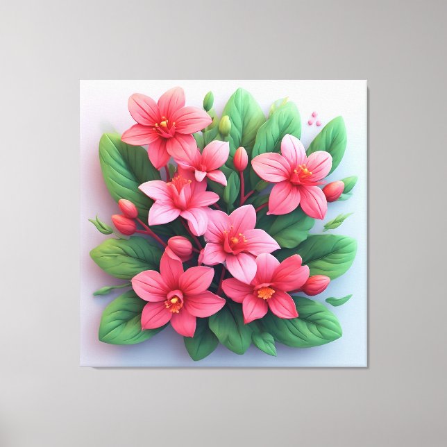 Livsglad bukett med rosa blommor canvastryck (Framsida)