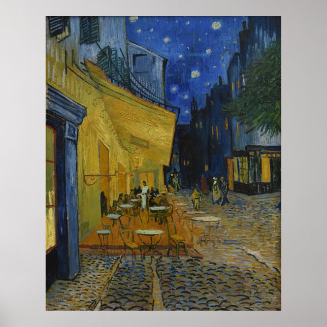 Livsglad Caféterrassen under stjärnhimmel av Van G Poster (Framsidan)