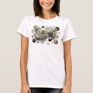 Livsglad Färgrik DRINK WITH ME Textdesign T Shirt
