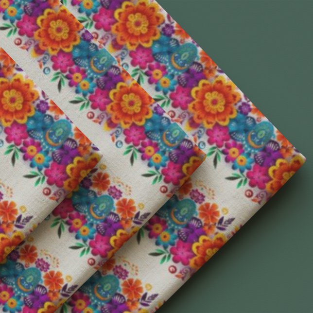 Livsglad Fiesta Folk Art Blommönster Tyg (Skapare uppladdad)
