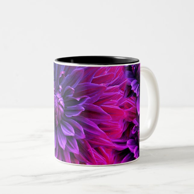 Livsglad Fraktal Blomsterkonst Två-Tonad Mugg (Framsida höger)