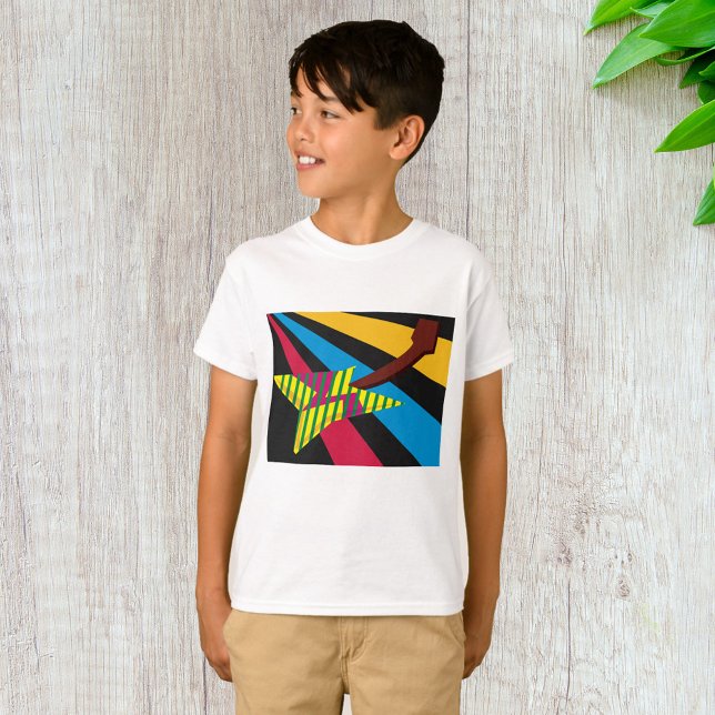 Livsglad gitarr med geometriska ränder t shirt (Skapare uppladdad)