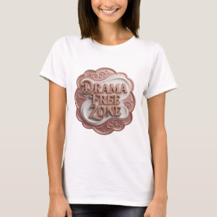 Livsglad Guld DRAMA FRITT ZON Slogan T-shirt
