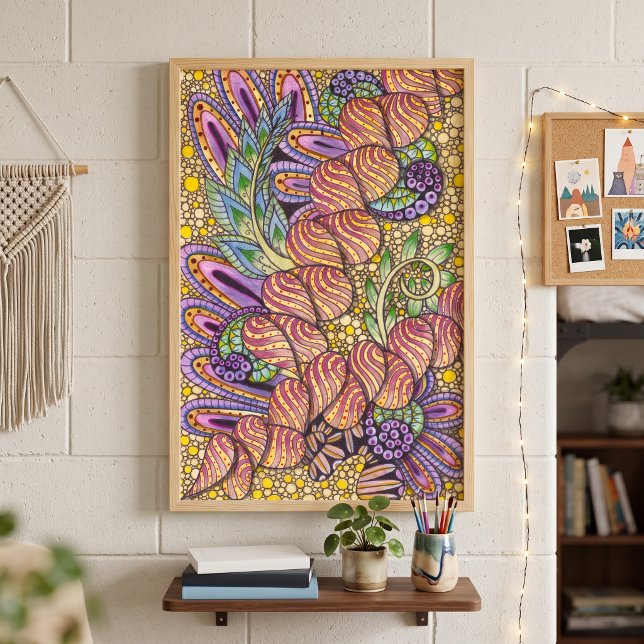 Livsglad invecklad psykedelisk boho zen doodlekons poster (Skapare uppladdad)