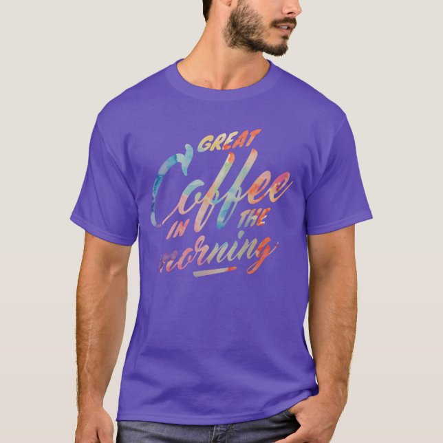 Livsglad kaffemorgon typografi vänner t shirt (Framsida)