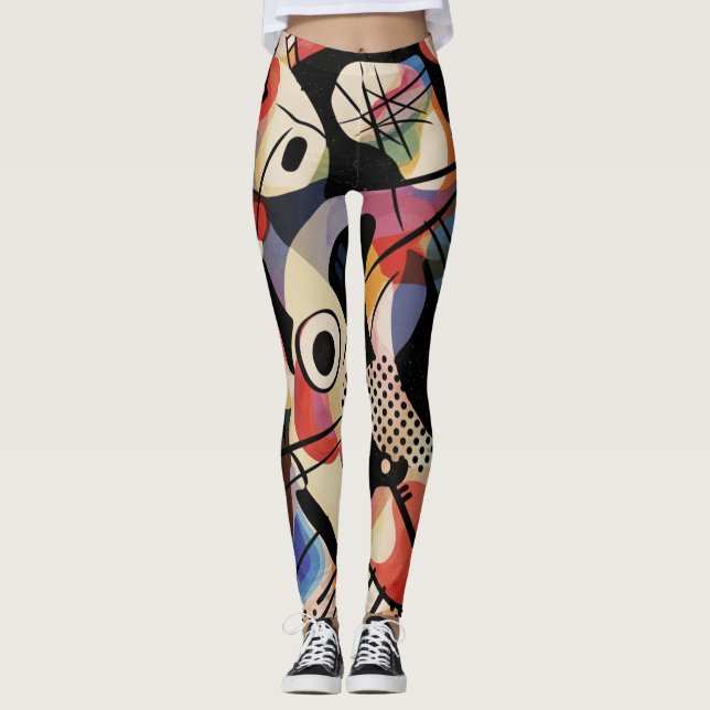 Livsglad kinetisk abstrakt konst leggings (Framsida)