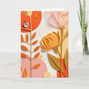Livsglad klipp-papper trädgård blommar kort