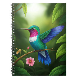 Livsglad kolibri bland blad anteckningsbok