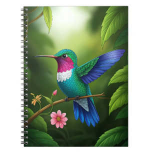 Livsglad kolibri bland blad anteckningsbok