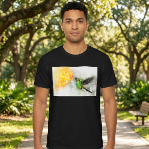 Livsglad Kolibri och Gula Blommor i Akvarell T Shirt