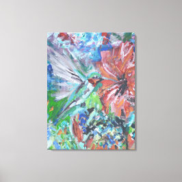 Livsglad Kolibri & Tropisk Blomning Canvastryck