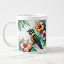 Livsglad Kolibri Tropisk Hibiskus Kaffemugge Jumbo Mugg