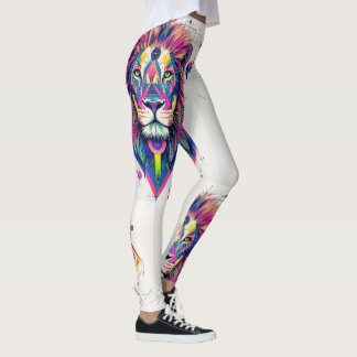 Livsglad lejon med esoterisk symbolism leggings