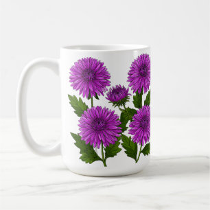 Livsglad lila krysantemum bukett kaffemugg