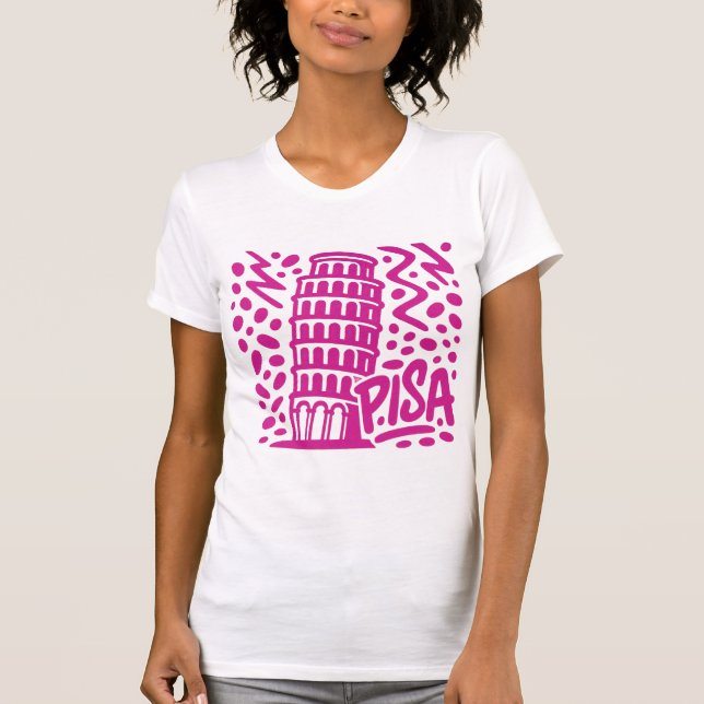 Livsglad lutande torn Pisa-grafik T Shirt (Framsida)