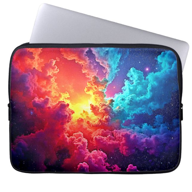 Livsglad nebulakonst: Kosmisk färgkonst Laptop Fodral (Framsidan)