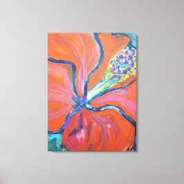 Livsglad orange hibiskusblomning expressionist canvastryck