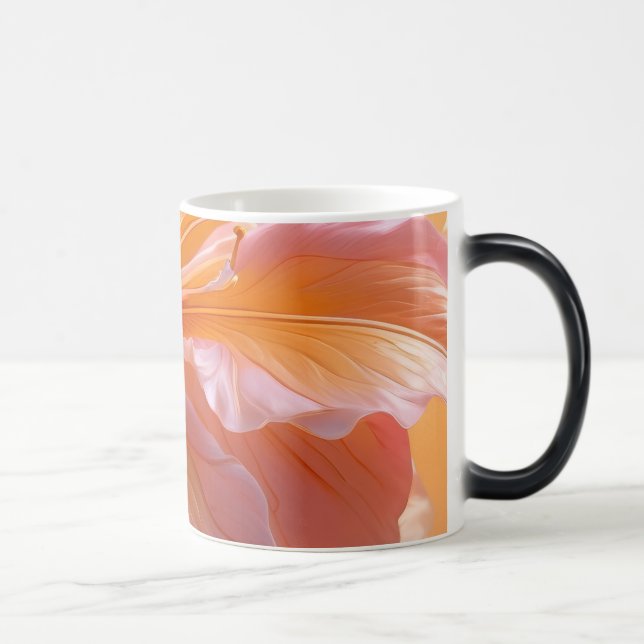 Livsglad Persika Hibiskus Blommig Magisk Mugg (Höger)