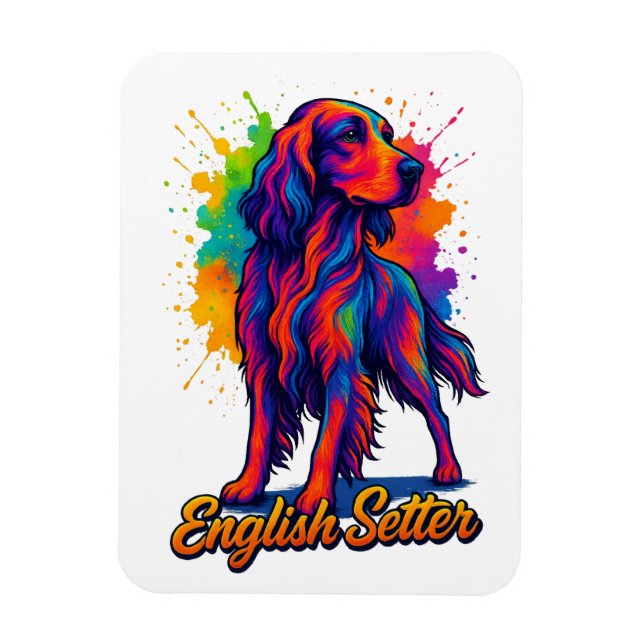 Livsglad Pop Art Engelsk Setter Hund Magnet (Vertikal)