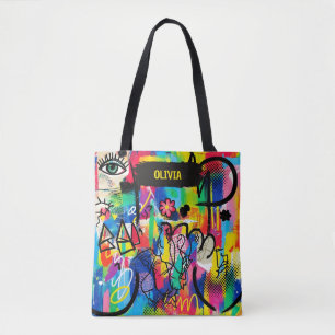 Livsglad Pop Art Graffiti Abstrakt Personlig Tygkasse