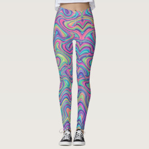 Livsglad psykedelisk marmorerad abstrakt mönster leggings