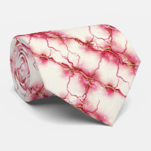 Livsglad Saftig Röd och Rosa Rosa Akvarellmarmor Slips