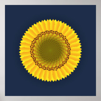 Livsglad solrosmandala blomsterduk tryck