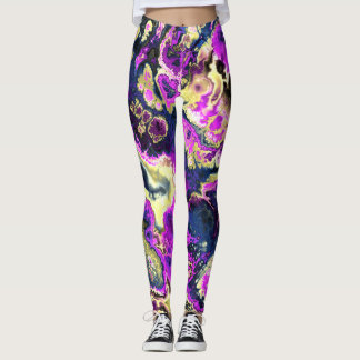 Livsglad Trippig Boho Hippie Fraktal Marmor Konst Leggings