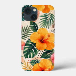 Livsglad Tropisk Hibiskus Blommig Sömlös Mönster