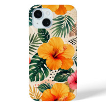 Livsglad Tropisk Hibiskus Blommig Sömlös Mönster