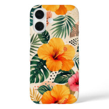Livsglad Tropisk Hibiskus Blommig Sömlös Mönster