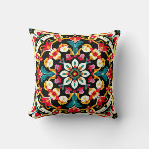 Livsglad utsmyckad mandala-design kudde
