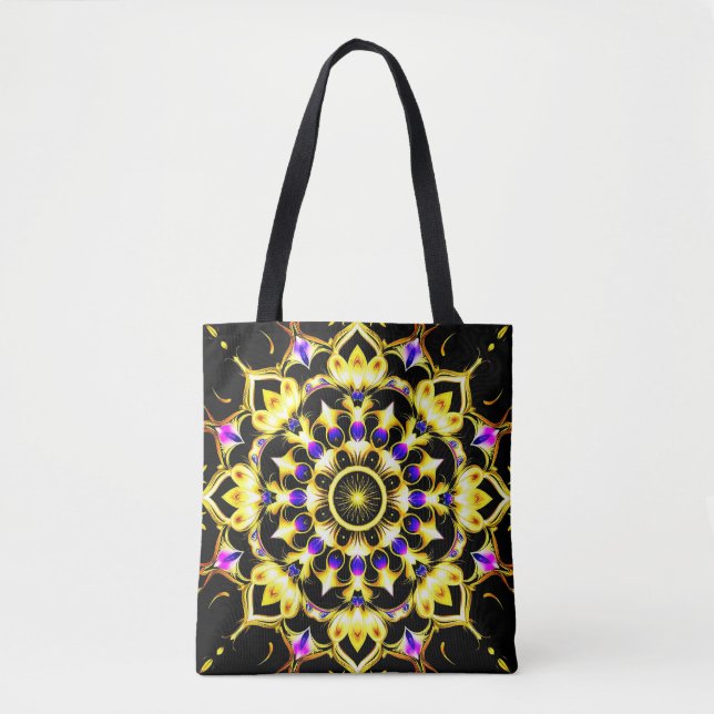 Livsglad utsmyckad mandala-design tygkasse (Framsida)