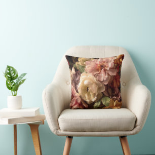 Livsglad vårpeony vintagearrangemang kudde