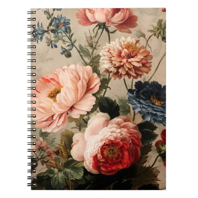 Livsglad Vintage Blomsterarrangemang Anteckningsbok (Framsidan)