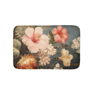 Livsglad Vintage Blomsterarrangemang Badrumsmatta