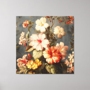 Livsglad Vintage Blomsterarrangemang Canvastryck