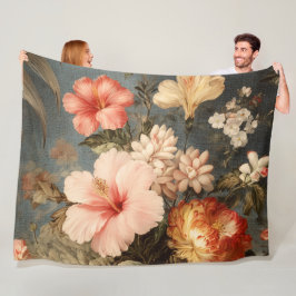 Livsglad Vintage Blomsterarrangemang Fleecefilt