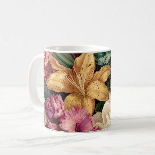 Livsglad Vintage Blomsterarrangemang Kaffemugg